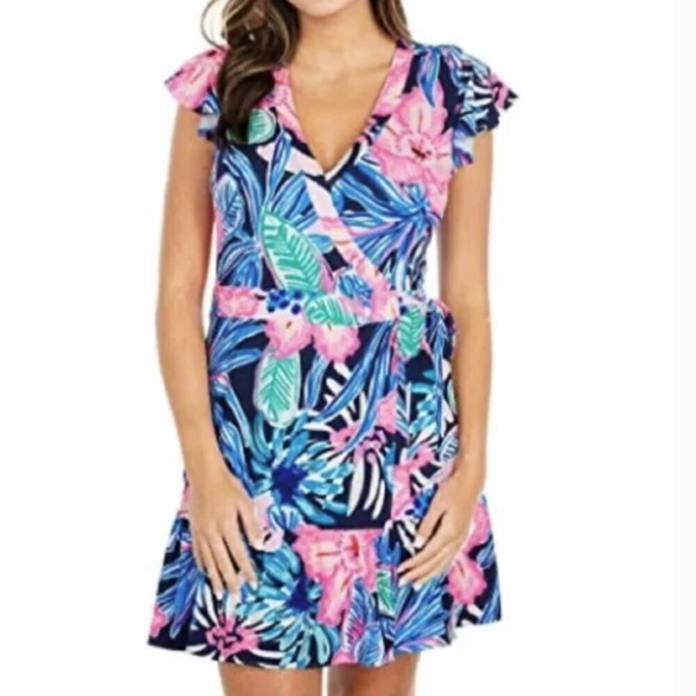 Lilly Pulitzer Twyla romper in high tide navy sugar mambo size large NWT